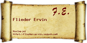 Flieder Ervin névjegykártya
